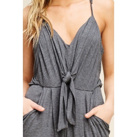 Cora Waist Tie Jumpsuit - Dark Gray - Picture 4 of 5